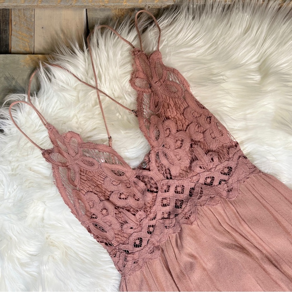 TV Famous ✵☽Free People☾✵ Crochet Ruffly Pink < Adella > Strappy Slip Dress | XS - Picture 12 of 15